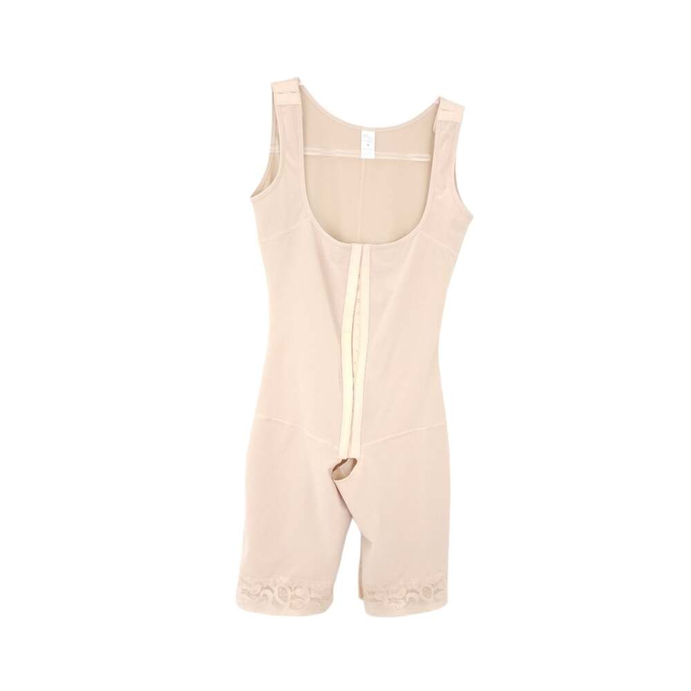 Womens Shapewear Medium Shaping Bodysuit Knee Length Girdle Front Closure